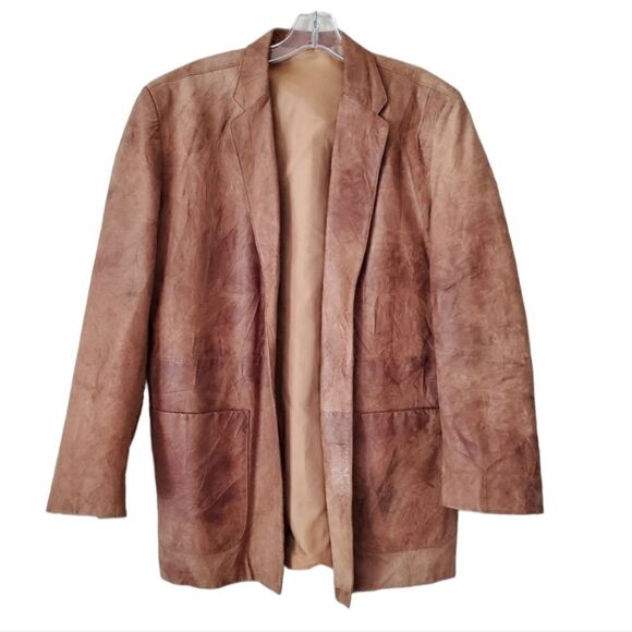 V.S.O.P COGNAC Mens Genuine Leather Jacket Size XS Distressed Brown Western - Picture 1 of 15